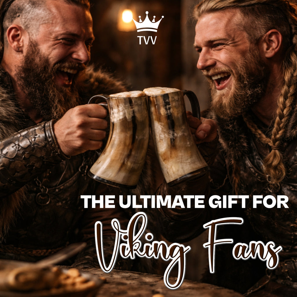 Viking Ox Horn Mug Set with Wooden Comb and Coaster, Groomsmen Gift