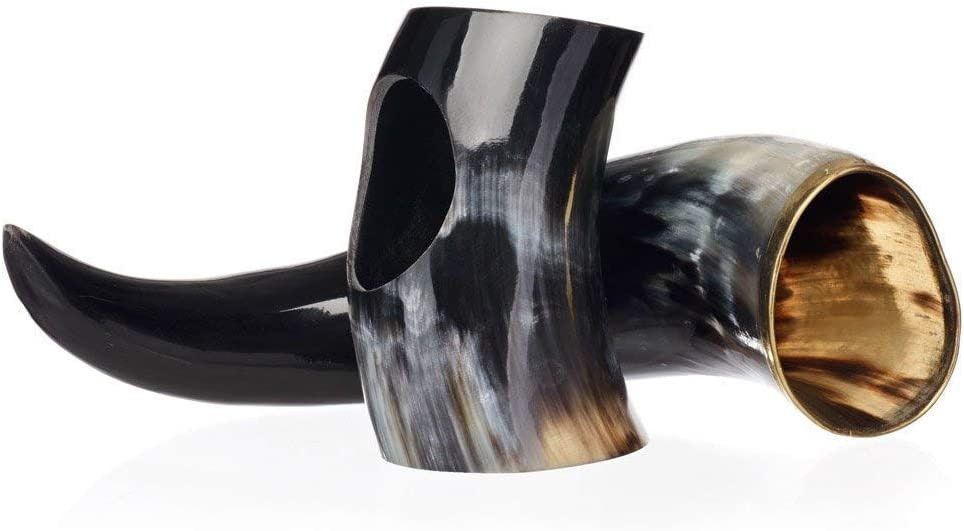 Thor Viking Valhalla Handcrafted 6-Inch Viking Drinking Horn with Stand for Ale & Beer Original Polished