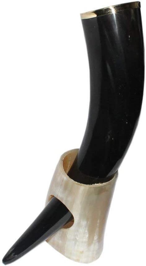 Thor Viking Valhalla Handcrafted 12-Inch Viking Drinking Horn with Stand for Ale & Beer with stand Beer Burlap Gift Sack Original