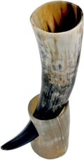 Thor Viking Valhalla Handcrafted 12-Inch Viking Drinking Horn with Stand for Ale & Beer with stand Beer Burlap Gift Sack Original Polished