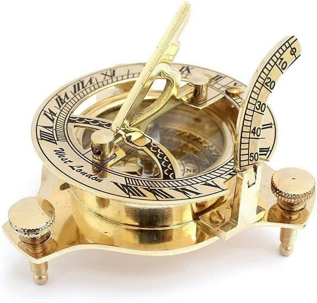 Nautical Brass 3inch West London Sundial Compass - Solid Brass Sun Dial Gift Item