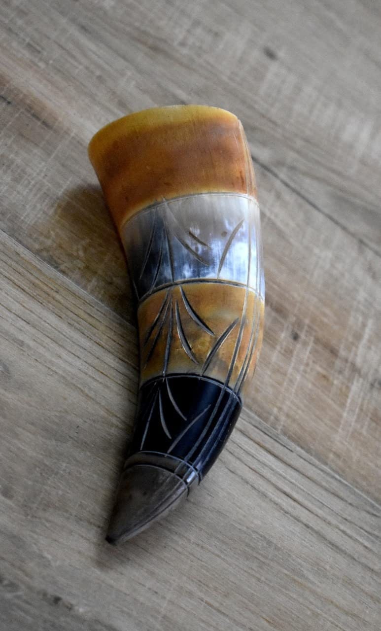Thor Viking Valhalla Handcrafted 6-Inch Viking Drinking Horn for Ale & Beer Authentic Vintage Horn Mead Intricate Design Real Horn