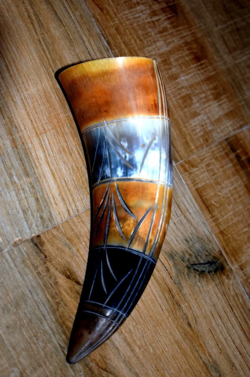 Thor Viking Valhalla Handcrafted 6-Inch Viking Drinking Horn for Ale & Beer Authentic Vintage Horn Mead Intricate Design Real Horn