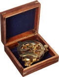 Thor Viking Valhalla 3-inch Sundial Compass Solid Brass Sundial with 4-inch Wooden Box Handmade Gift -Sundial Clock