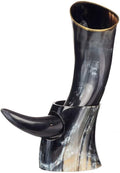 Thor Viking Valhalla Handcrafted 6-Inch Viking Drinking Horn with Stand for Ale & Beer Original Polished