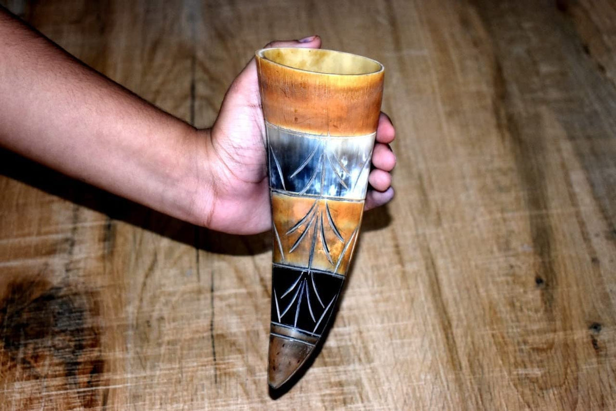 Thor Viking Valhalla Handcrafted 6-Inch Viking Drinking Horn for Ale & Beer Authentic Vintage Horn Mead Intricate Design Real Horn