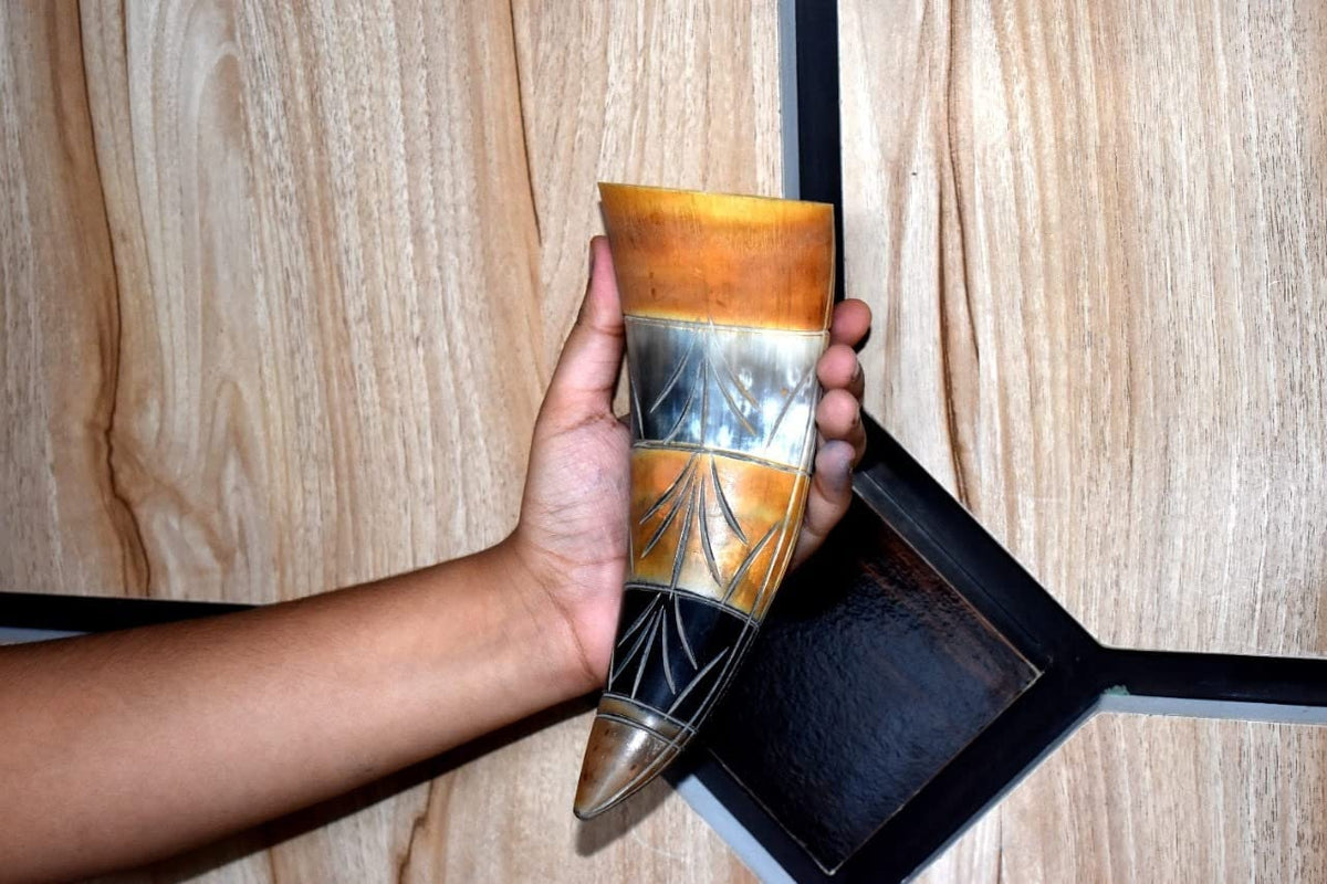 Thor Viking Valhalla Handcrafted 6-Inch Viking Drinking Horn for Ale & Beer Authentic Vintage Horn Mead Intricate Design Real Horn