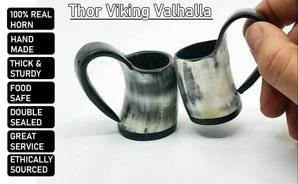 Handcrafted Viking Horn Shot Mug: Valhalla Ale Beer Cup (70ml)