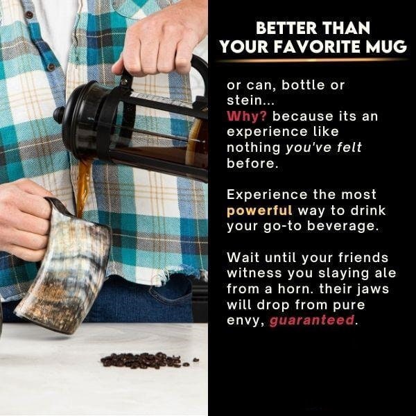 Thor Viking Valhalla Handcrafted Authentic Viking Drinking Horn Mug 600ml for Coffee Beer Mead Ale Real Horn Polished with Burlap