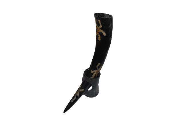 Thor Viking Valhalla 12 inch Drinking Horn With Stand and Burlap