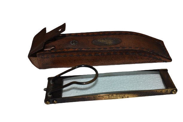 Watts and Sons Ltd. Opticians London 1814 Brass Magnifying Glass With Leather Case Antique Replica