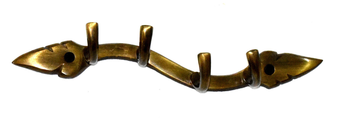 4 Vintage Style Coat Hooks, Wall Mounted Brass Hooks for Hanging Coat, Jacket, Towel, Hats, Brass Hook for Bedroom, Living Room Bathroom