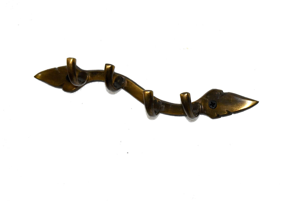 4 Vintage Style Coat Hooks, Wall Mounted Brass Hooks for Hanging Coat, Jacket, Towel, Hats, Brass Hook for Bedroom, Living Room Bathroom